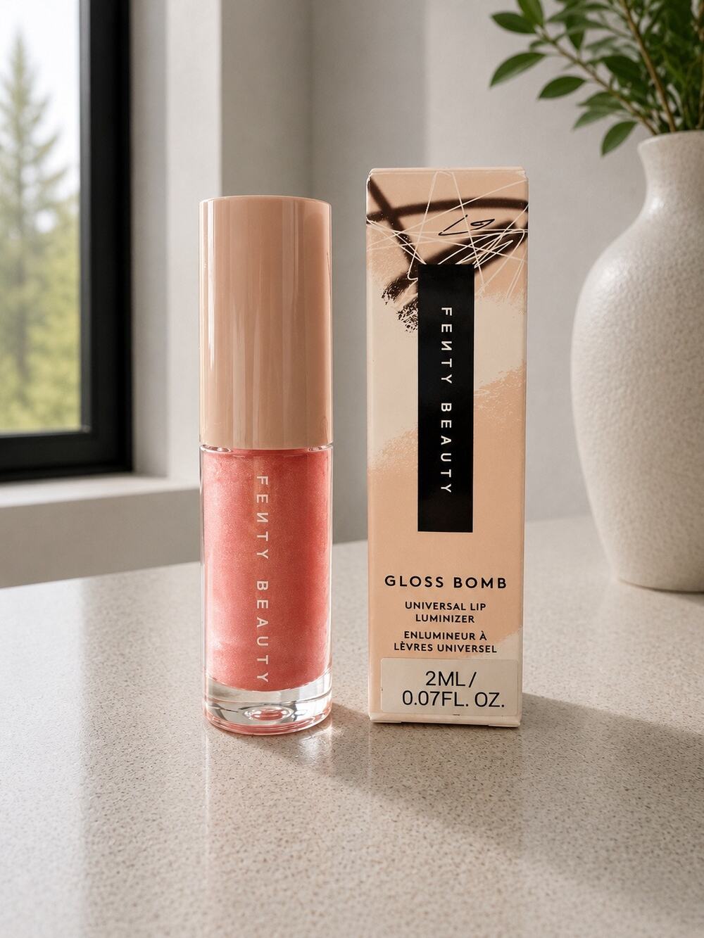$16 New Fenty Beauty Gloss Bomb Universal Lip Luminizer Mini Fussy 02 2mL New